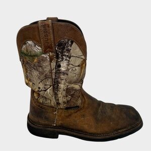 Justin Stampede Camo Trekker Boots Size 10.5 Fair Condition Waterproof